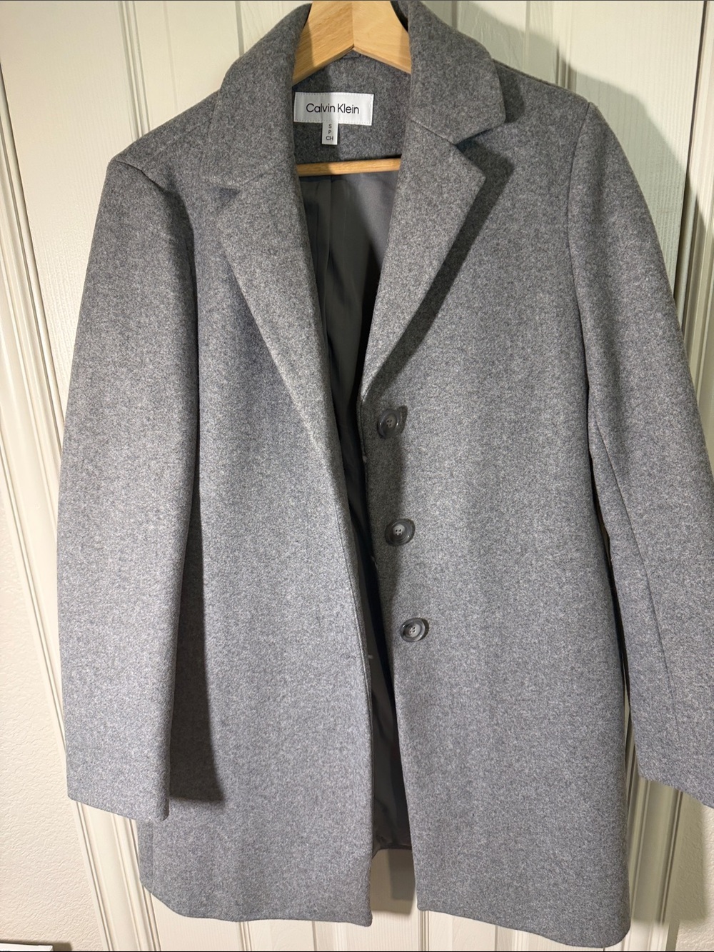 Calvin Klein Men's Light Gray Wool-Blend Pea Coat